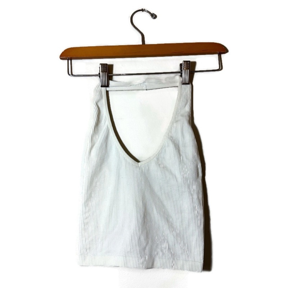 Out From Under Urban Outfitters White Ribbed Halter Top Size Small - Picture 3 of 6